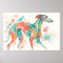 Bunte Wasserfarbe Greyhound-Fine-Art