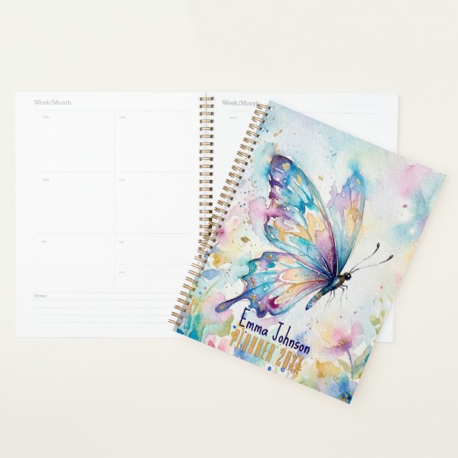 Bunte Wasserfarbe Schmetterling Floral Planer (Anzeige)