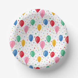 Bunte Wasserfarben-Ballon-Papier-Schalen | Lustige Pappteller