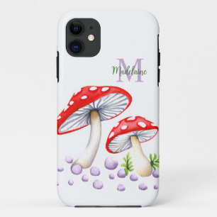 Bunte Wasserfarben-Pilze mit Tupfen-Monogramm Case-Mate iPhone Hülle