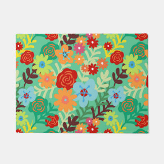 Bunte Watercolor-Blumen verurteilen Blumen Fußmatte