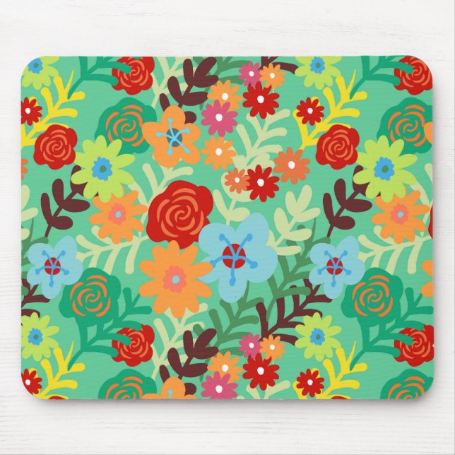 Bunte Watercolor-Blumen verurteilen Blumen Mousepad (Vorne)
