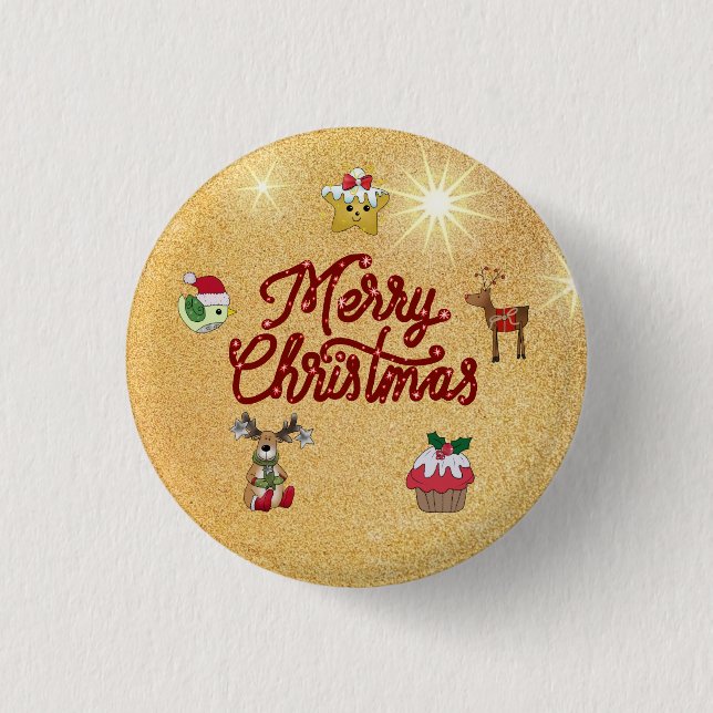 Bunte Weihnachten Button (Vorderseite)