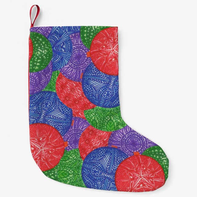 Bunte Weihnachtsbälle Strumpf Kleiner Weihnachtsstrumpf (Vorderseite)