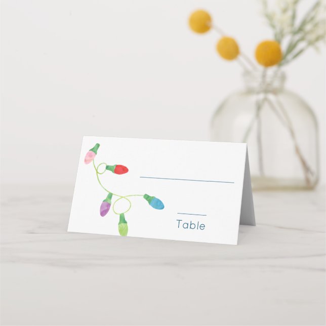 bunte Weihnachtsbeleuchtung Platzkarte (Vorderseite)