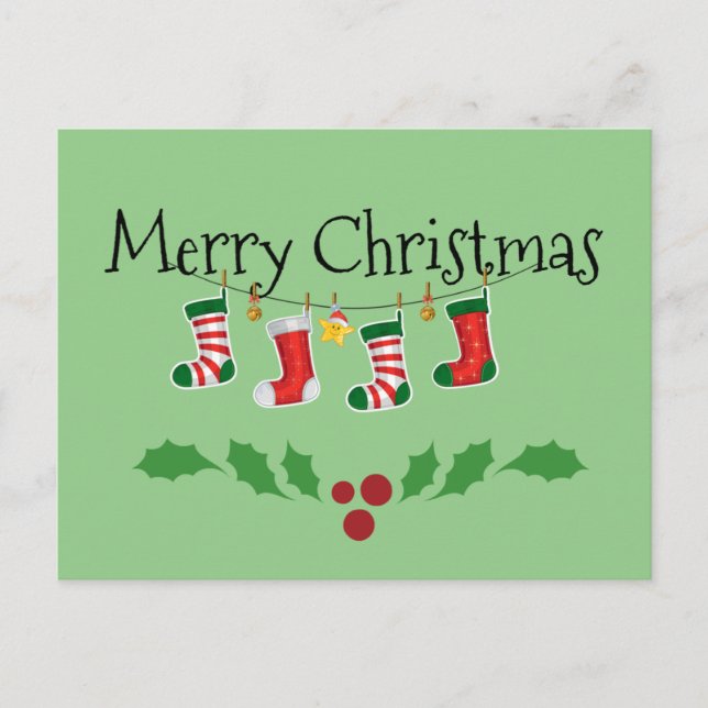 Bunte Weihnachtsfeiertage - frohe Weihnachten Postkarte (Vorderseite)