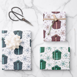 Bunte Weihnachtsfeiertage Geschenkpapier Set