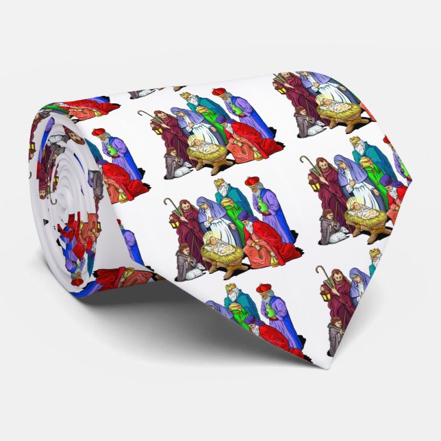 Bunte WeihnachtsGeburt Christis-Szene Krawatte (Gerollt)