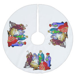 Bunte WeihnachtsGeburt Christis-Szene Polyester Weihnachtsbaumdecke