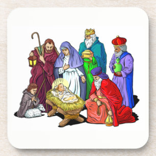 Bunte WeihnachtsGeburt Christis-Szene Untersetzer