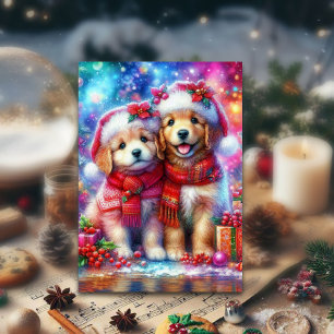Bunte Weihnachtshunde Festlich Christlich Feiertagskarte