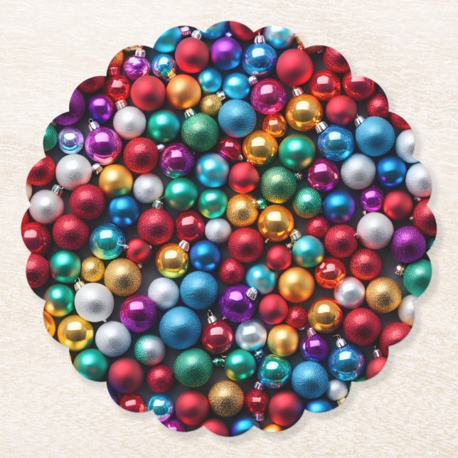 Bunte Weihnachtskugel-Ornamente Untersetzer (Vorderseite)