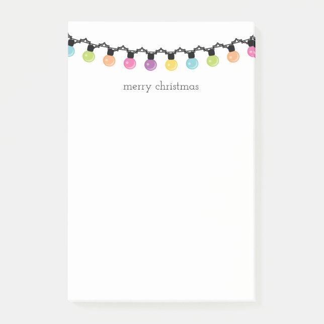 Bunte Weihnachtsschnur beleuchtet | frohe Post-it Klebezettel (Vorderseite)