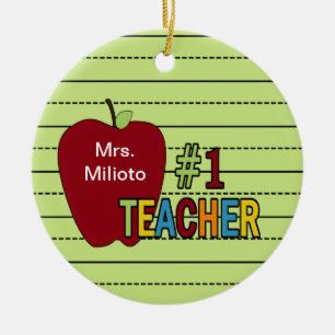 Bunte Weihnachtsverzierung des Lehrer-#1 Keramik Ornament
