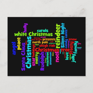 Bunte Weihnachtswort-Wolke Feiertagspostkarte