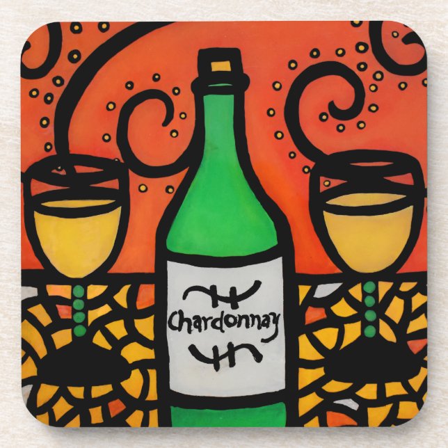 Bunte Wein-Kunst Chardonnay Getränkeuntersetzer (Vorderseite)