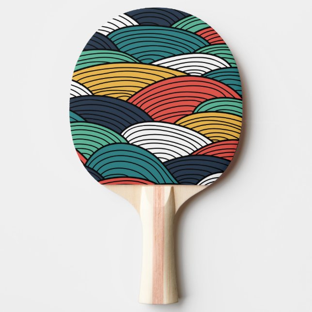 Bunte Wellenmusterillustration Tischtennis Schläger (Vorderseite)