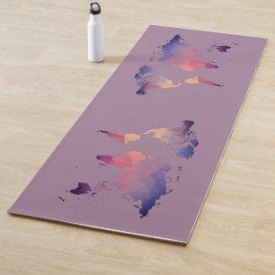 Bunte Weltkarte mit Dreiecksmuster Yogamatte