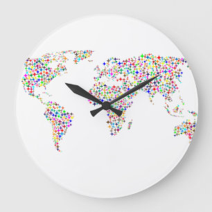 Bunte Weltkarte-Wanduhr Große Wanduhr
