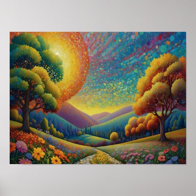 Bunte Wiesen Kunst Poster (Vorne)