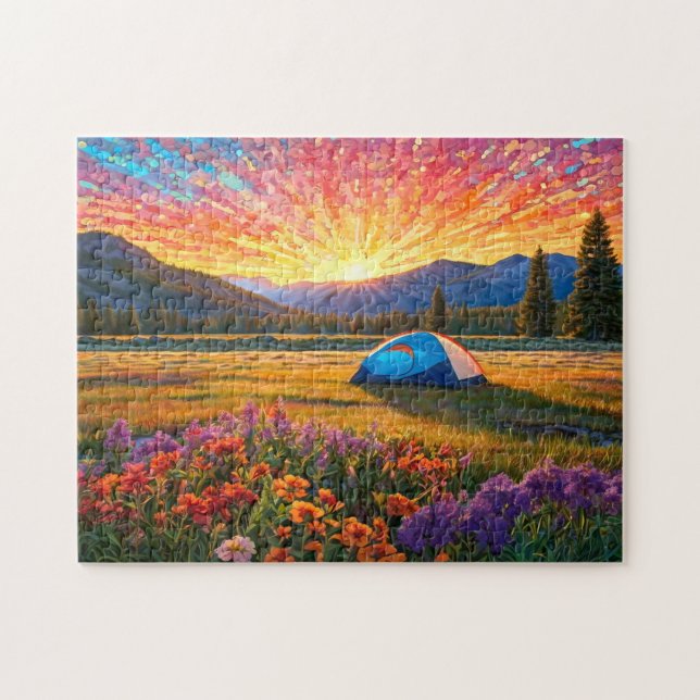 Bunte Wiesenblumen Camping Zelt Kunst (Horizontal)