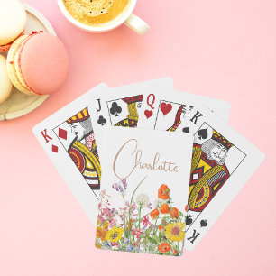 Bunte Wildblumen benutzerdefinierter Name Spielkarten