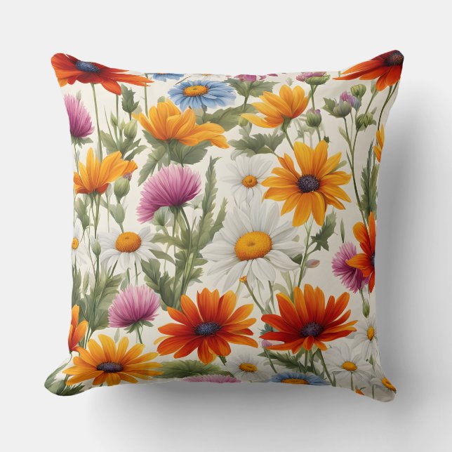 Bunte Wildblumen des Sommers Kissen (Vorderseite)