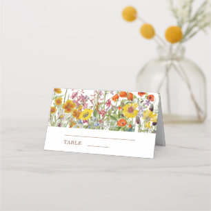 Bunte Wildblumen Hochzeit Platzkarte