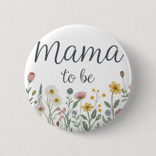 Bunte Wildblumen-Mama-To-Be-Blumen-Baby-Party Button