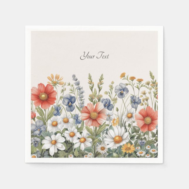 Bunte Wildblumen Napkins Serviette (Vorderseite)