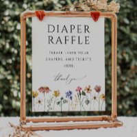 Bunte Wildblumen-Windel-Raffle-Baby-Shower-Tafel