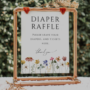 Bunte Wildblumen-Windel-Raffle-Baby-Shower-Tafel Poster