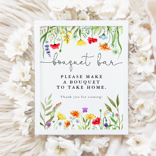 Bunte Wildblumenstrauß-Bar-Blumenbar-Schild Poster