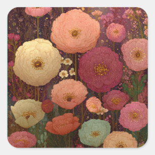 Bunte Wildblumenwiesen 3 Quadratischer Aufkleber