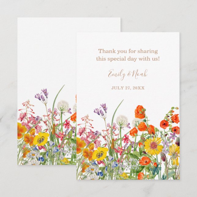 Bunte wilde Blume Country Wedding Vielen Dank Dankeskarte (Vorne/Hinten)