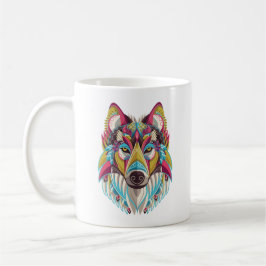 Bunte Wolf-Tasse Kaffeetasse
