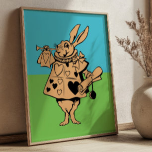 Bunte Wunderland-Hasen-Illustration Vintage Poster