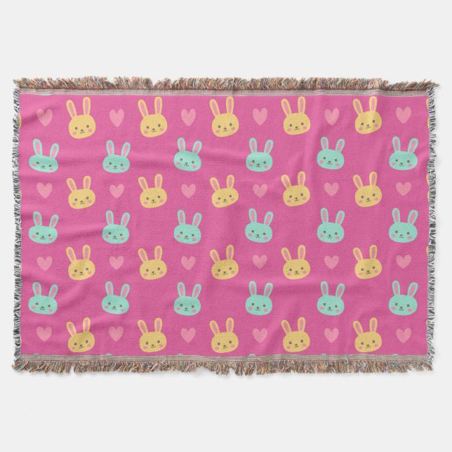 Bunte Wurfs-Decke des Osterhasen-Muster-| Decke (Vorderseite)