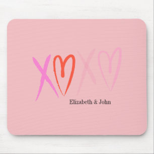 Bunte "XOXO" Herzen Valentinstag Mousepad