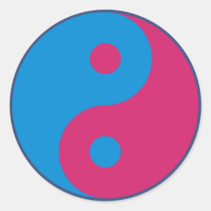 Bunte Yin Yang Harmonie blau und rosa Runder Aufkleber