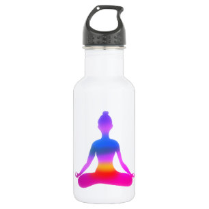 Bunte Yoga-Dame-Silhouette-Flasche Edelstahlflasche