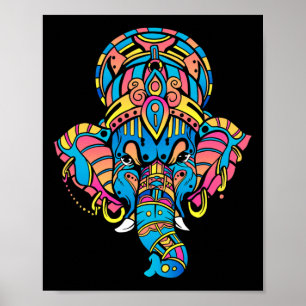 Bunte Yoga Hinduismus Hindu Figur Ganesha Poster