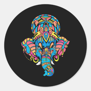 Bunte Yoga Hinduismus Hindu-Figur Ganesha Runder Aufkleber