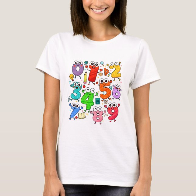 Bunte Zahlen Mathe T-Shirt für Kinder und Schule (Vorderseite)