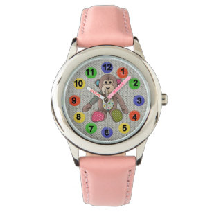 bunte Zahlen mit Affe Armbanduhr