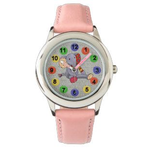 bunte Zahlen mit Elefant Armbanduhr