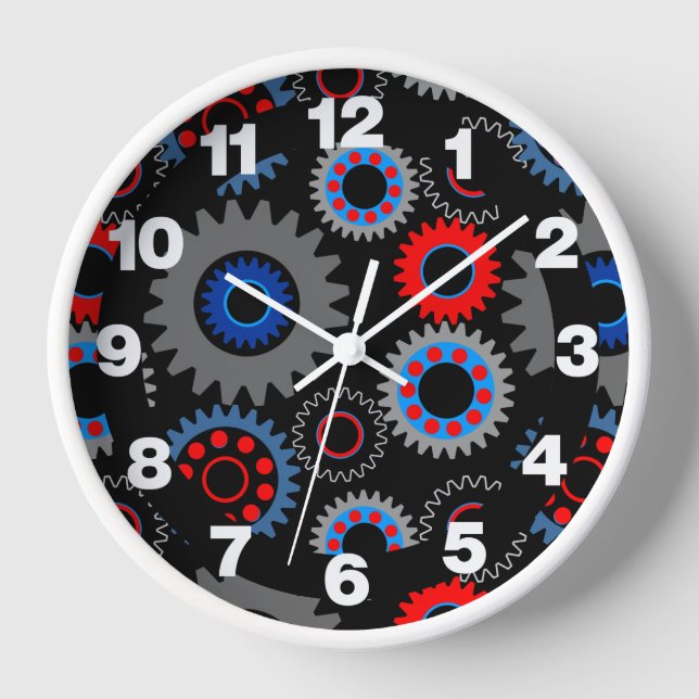 Bunte Zahnräder Uhr (Vorderseite)