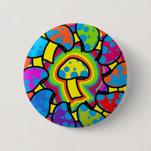 Bunte Zauberpilze Button