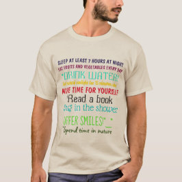 Bunte ZEHN GEBOTE des GESUNDHEIT Druck-Spaßes T-Shirt