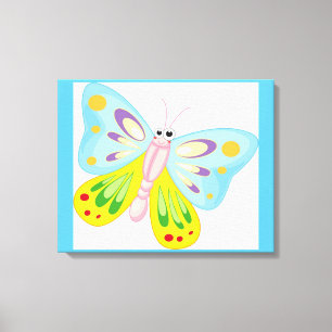BUNTE ZEICHENTRICK-SCHMETTERLING LEINWANDDRUCK